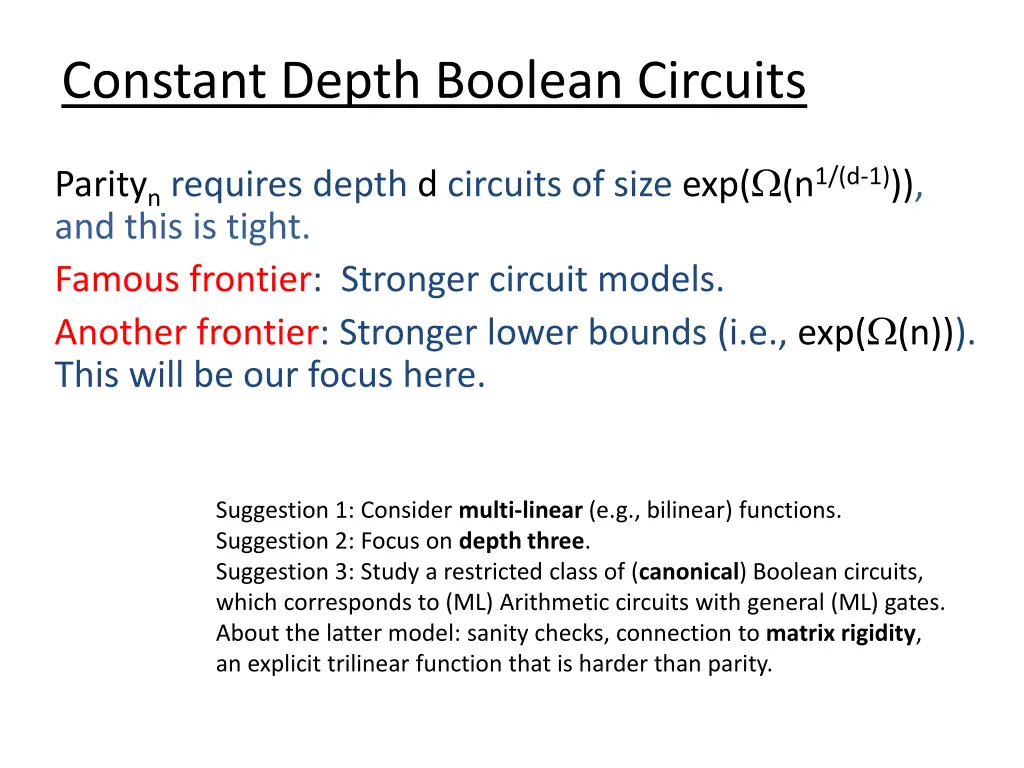 constant depth boolean circuits