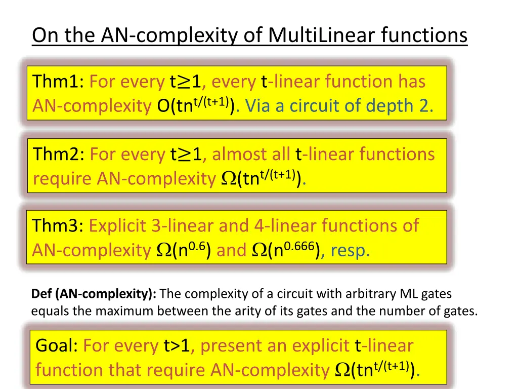 on the an complexity of multilinear functions