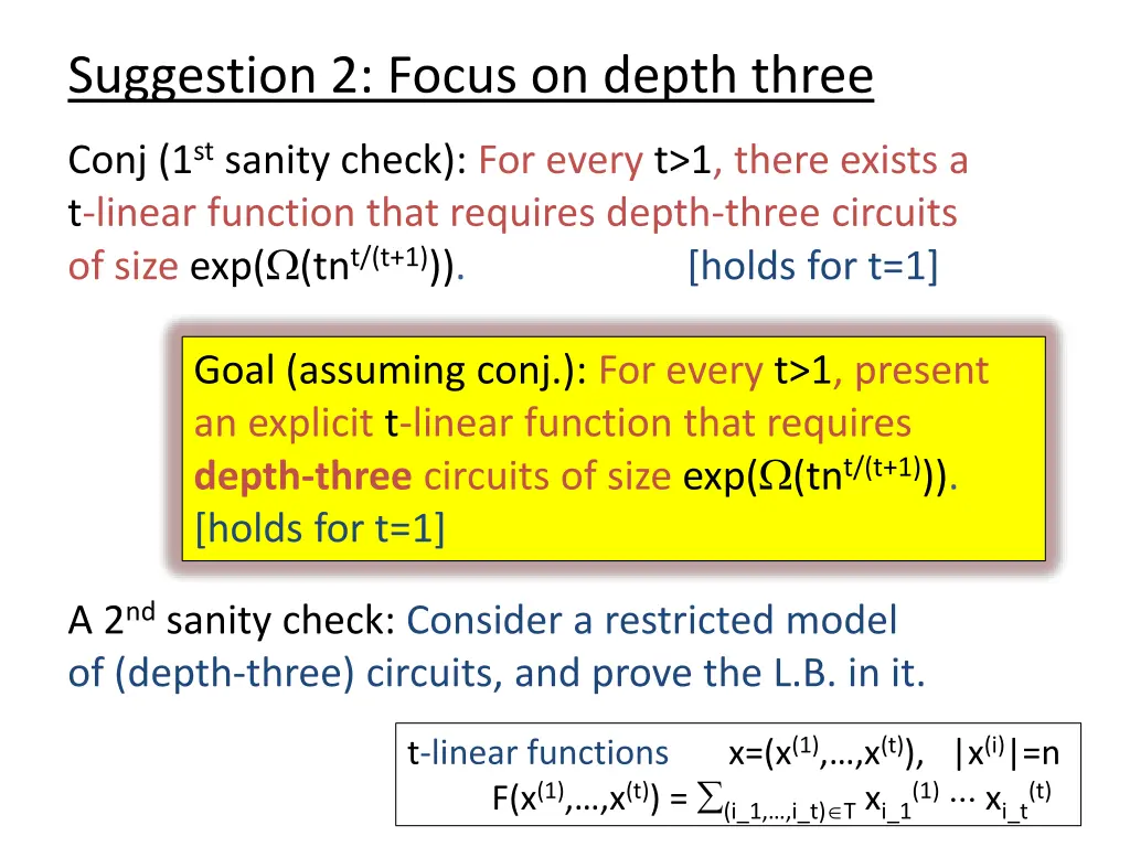 suggestion 2 focus on depth three