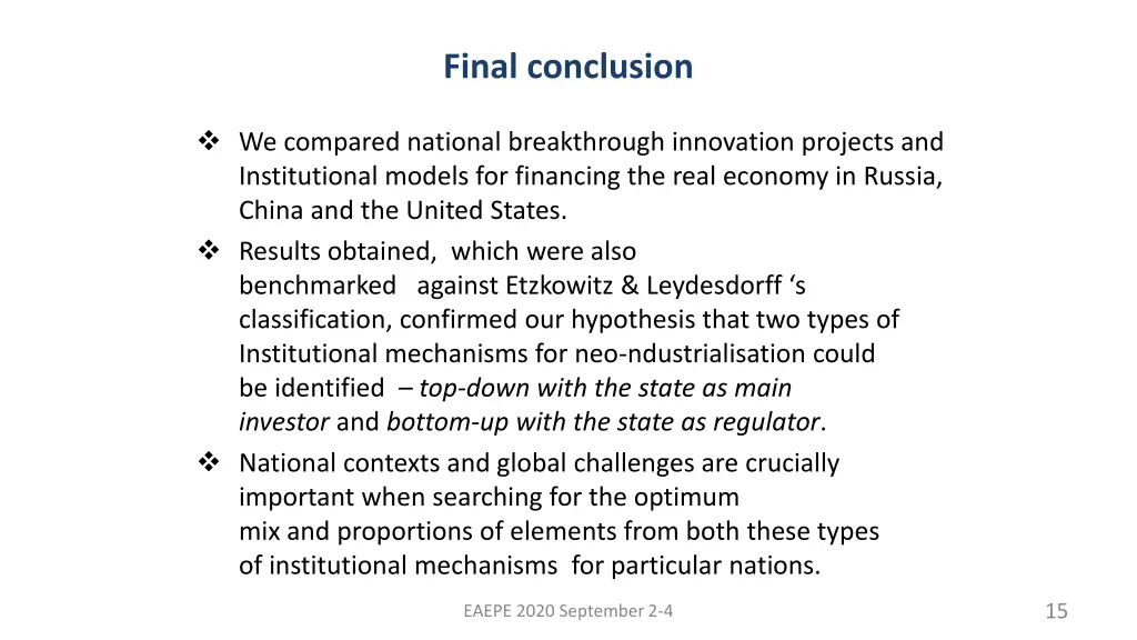 final conclusion