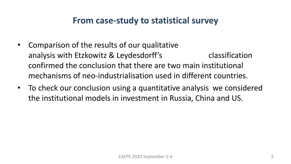 from case study to statistical survey
