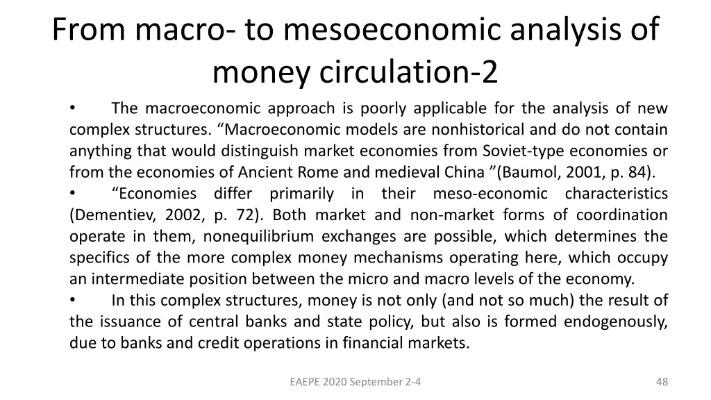 from macro to mesoeconomic analysis of money 1