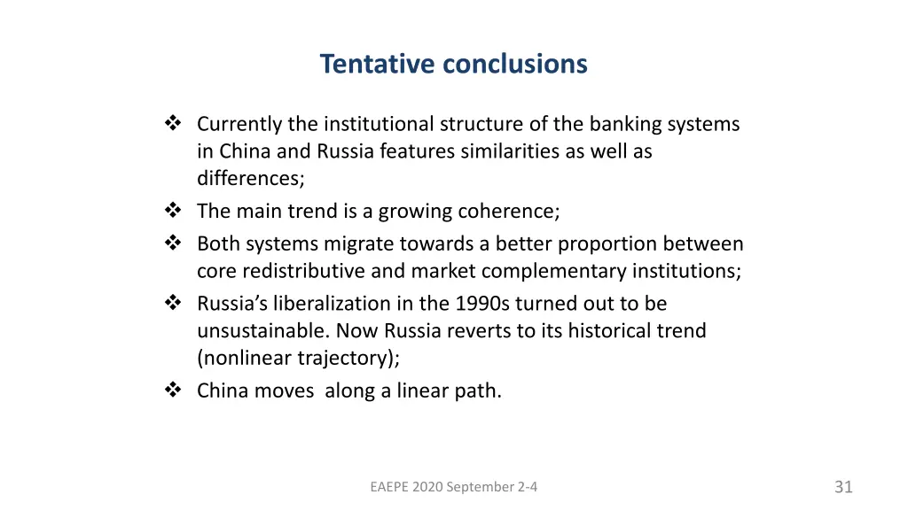 tentative conclusions