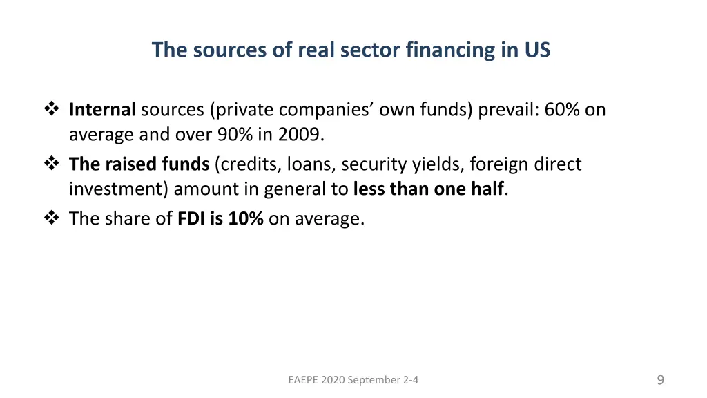 the sources of real sector financing in us