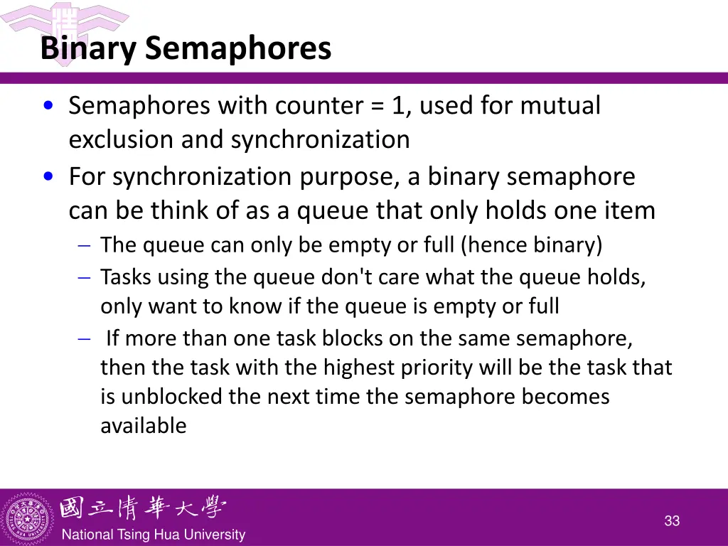 binary semaphores