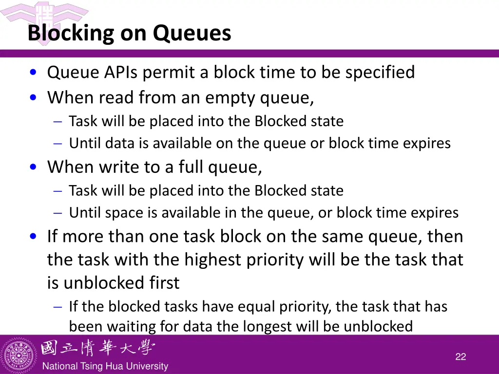 blocking on queues