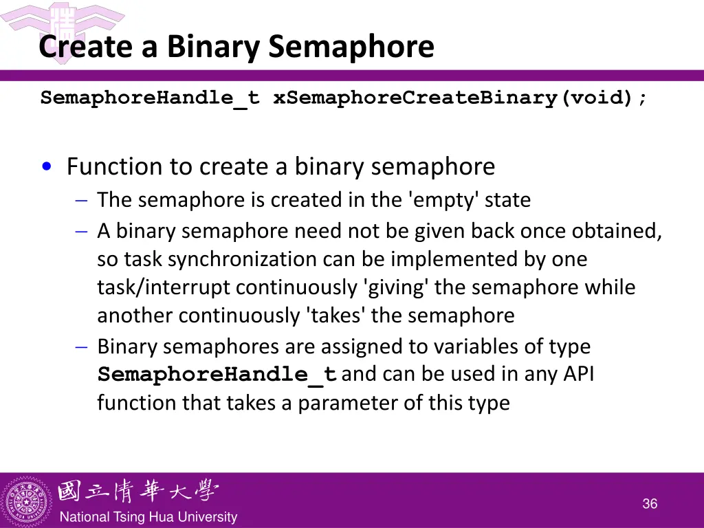 create a binary semaphore