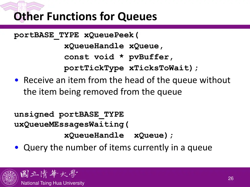 other functions for queues