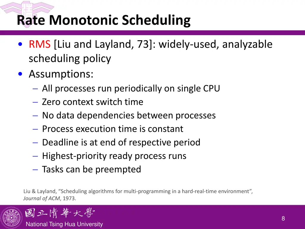 rate monotonic scheduling