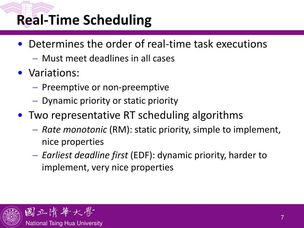 real time scheduling
