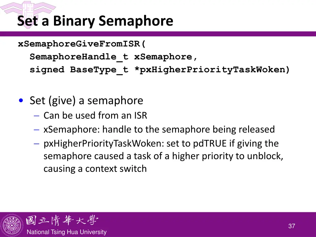 set a binary semaphore