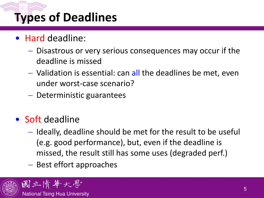 types of deadlines