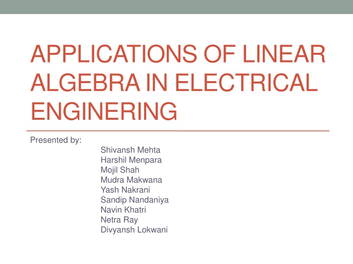 applications of linear algebra in electrical