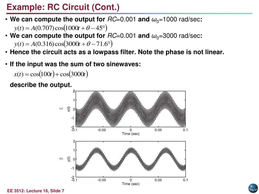 example rc circuit cont we can compute the output