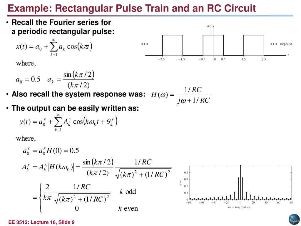 example rectangular pulse train and an rc circuit