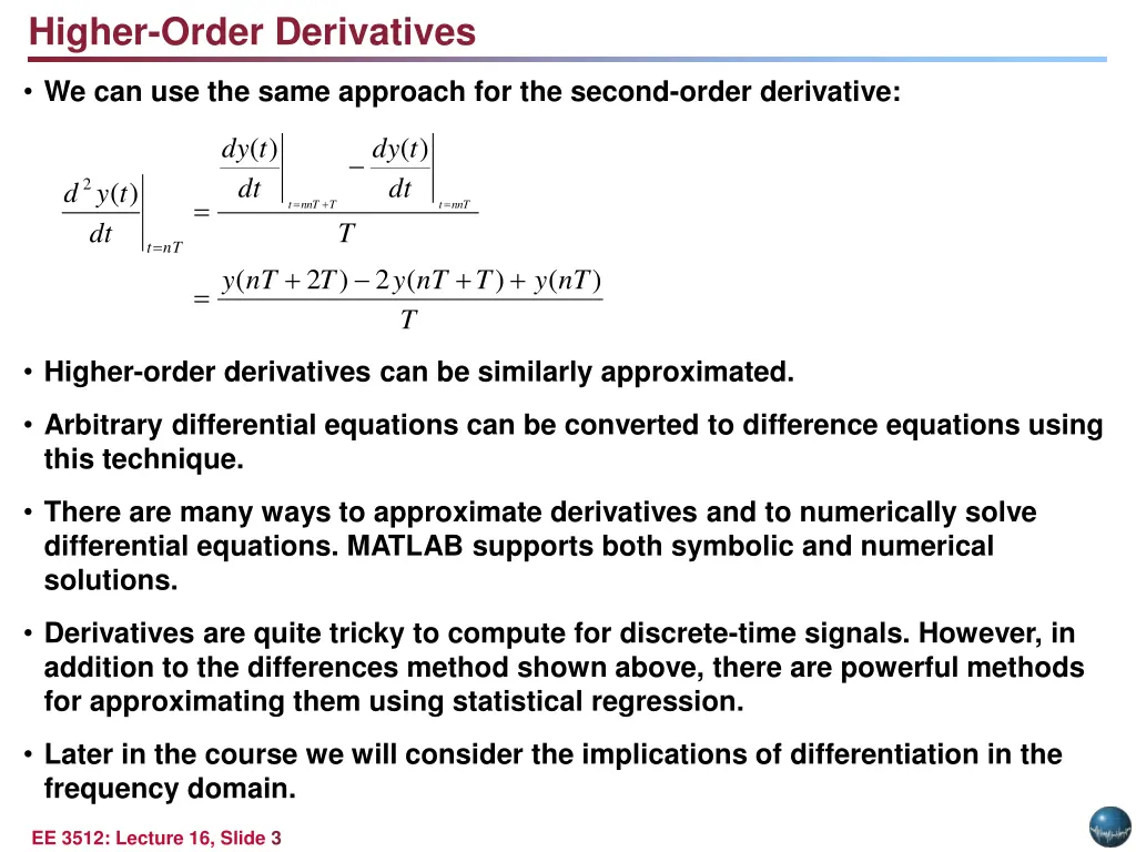higher order derivatives