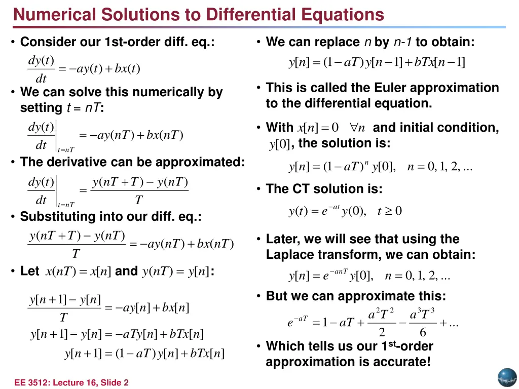 numerical solutions to differential equations