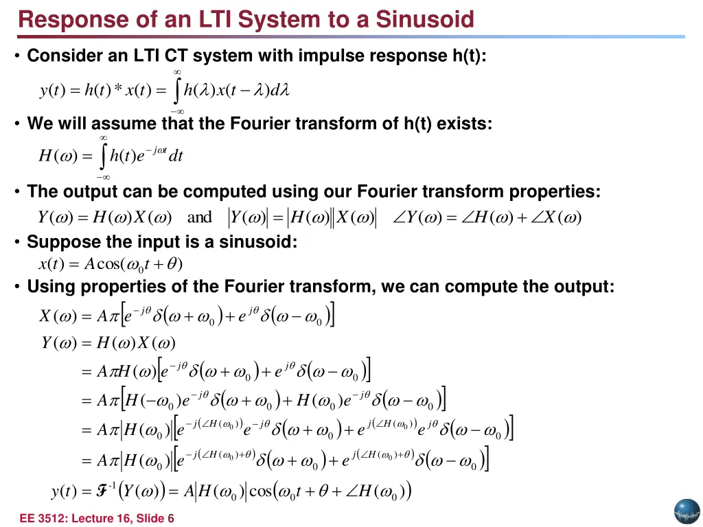 response of an lti system to a sinusoid