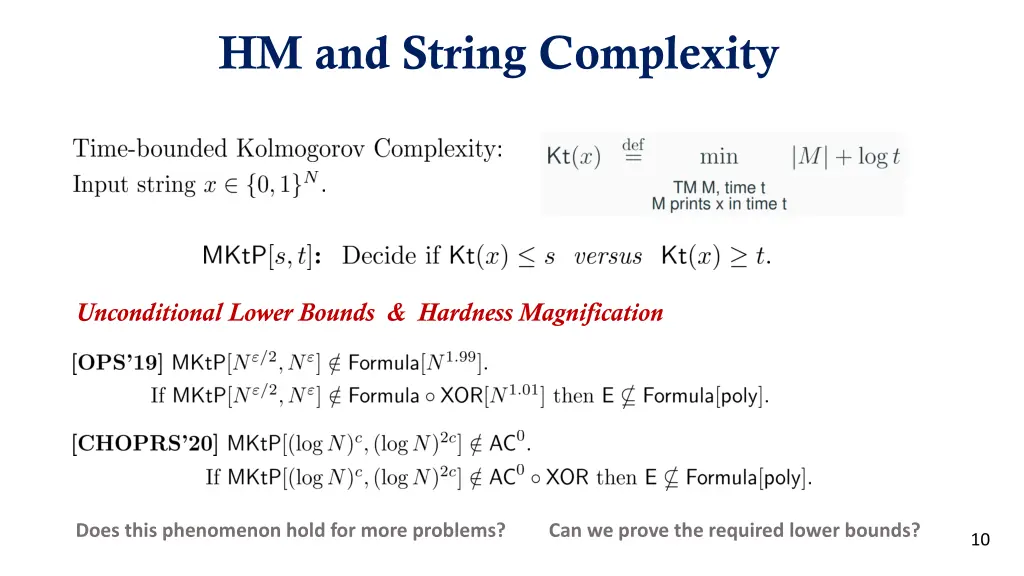hm and string complexity