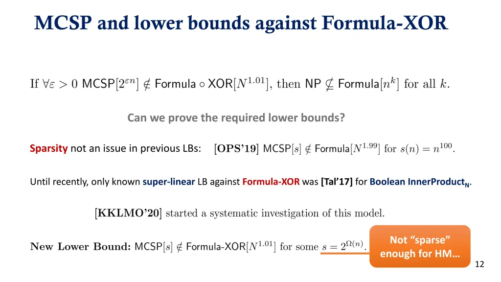 mcsp and lower bounds against formula xor