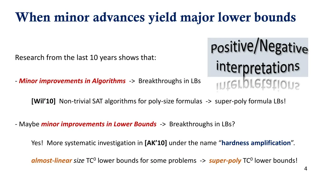 when minor advances yield major lower bounds