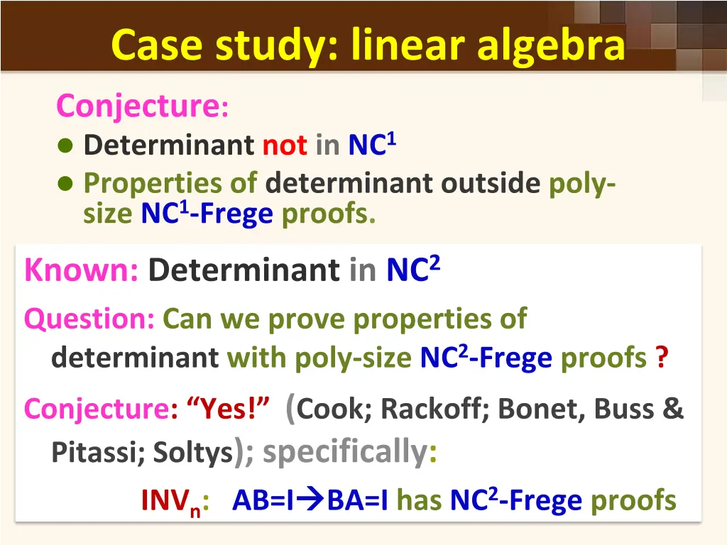 case study linear algebra conjecture determinant