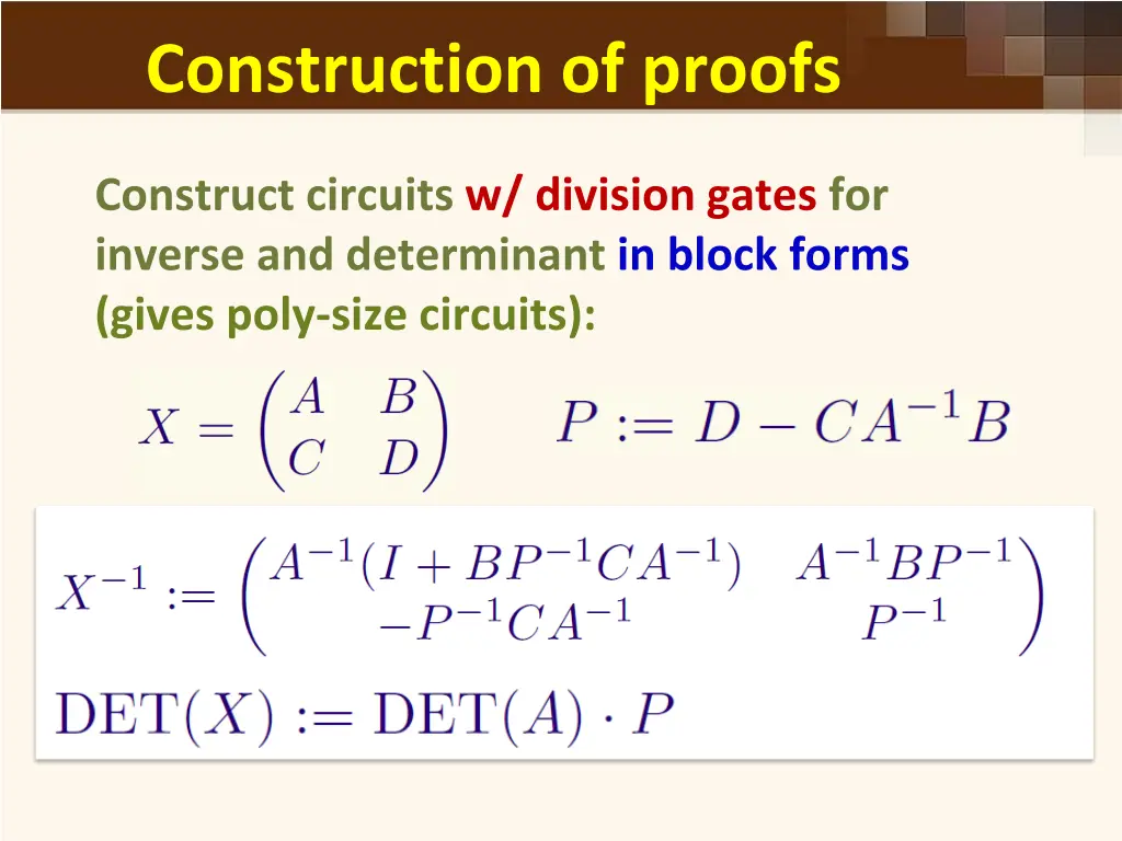 construction of proofs