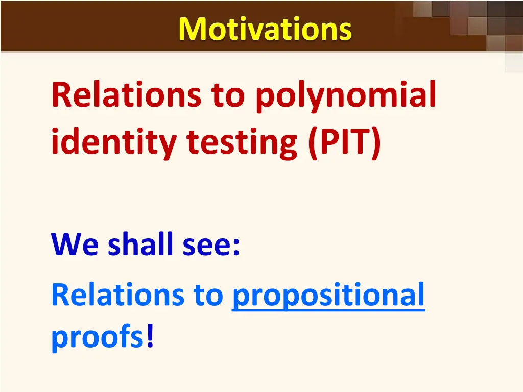 relations to polynomial identity testing pit