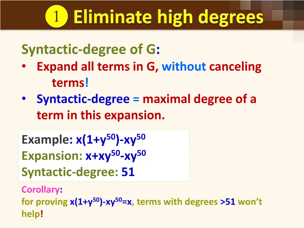 syntactic degree of g expand all terms