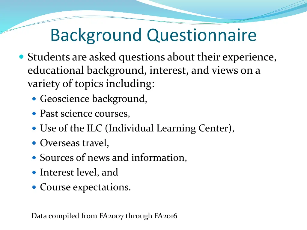 background questionnaire
