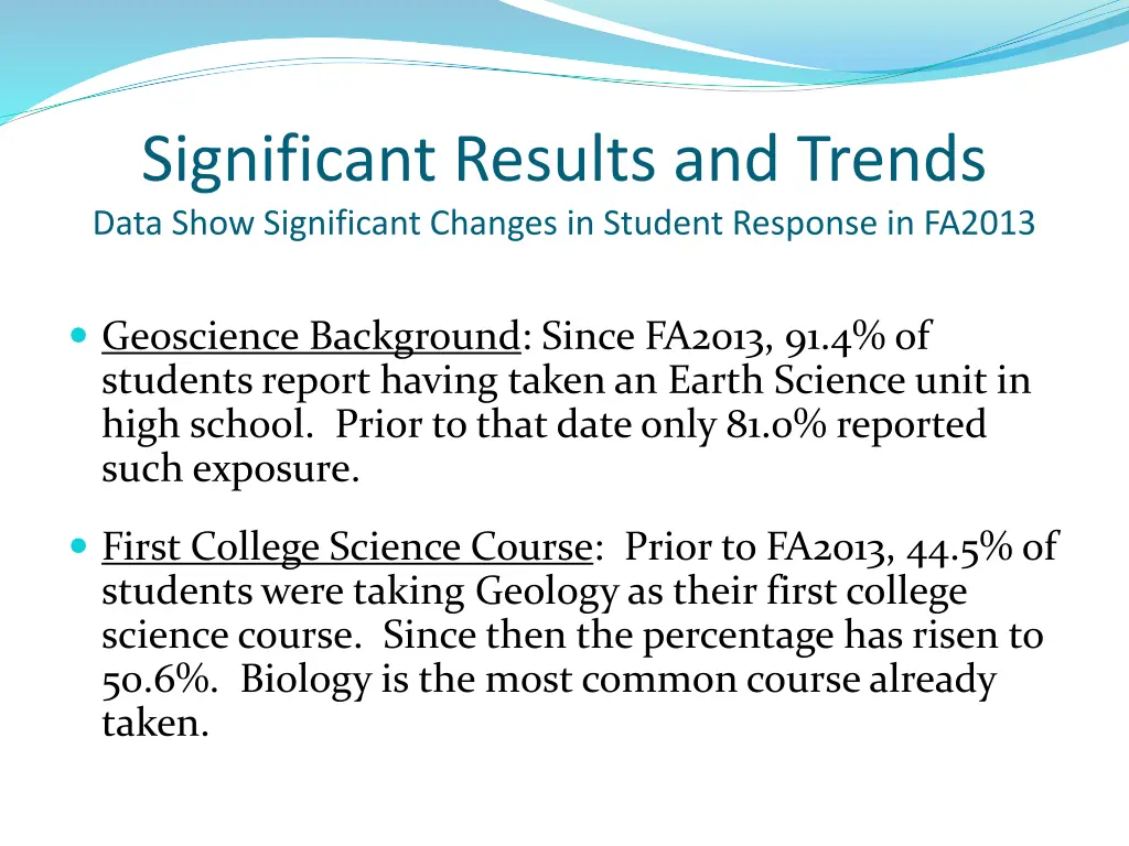 significant results and trends data show