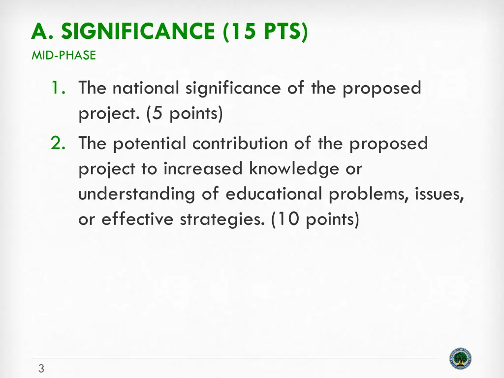 a significance 15 pts mid phase
