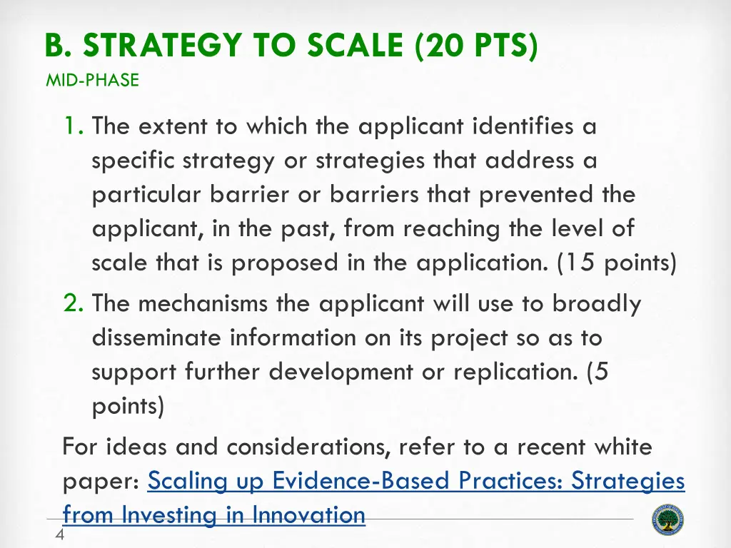 b strategy to scale 20 pts mid phase