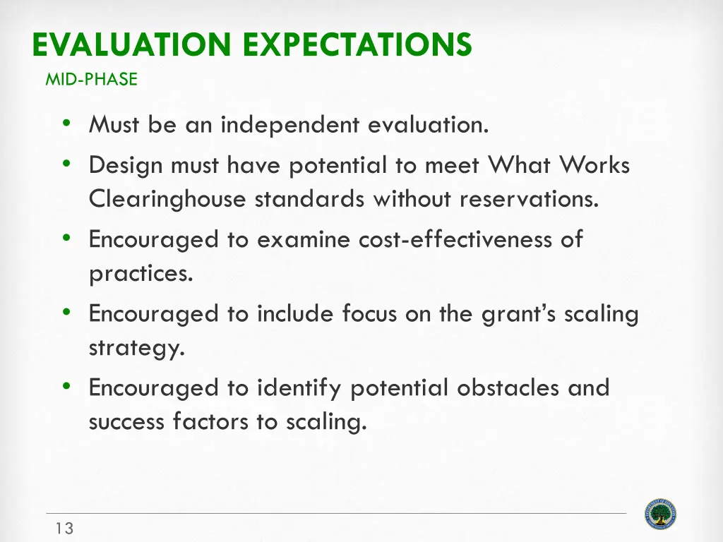 evaluation expectations