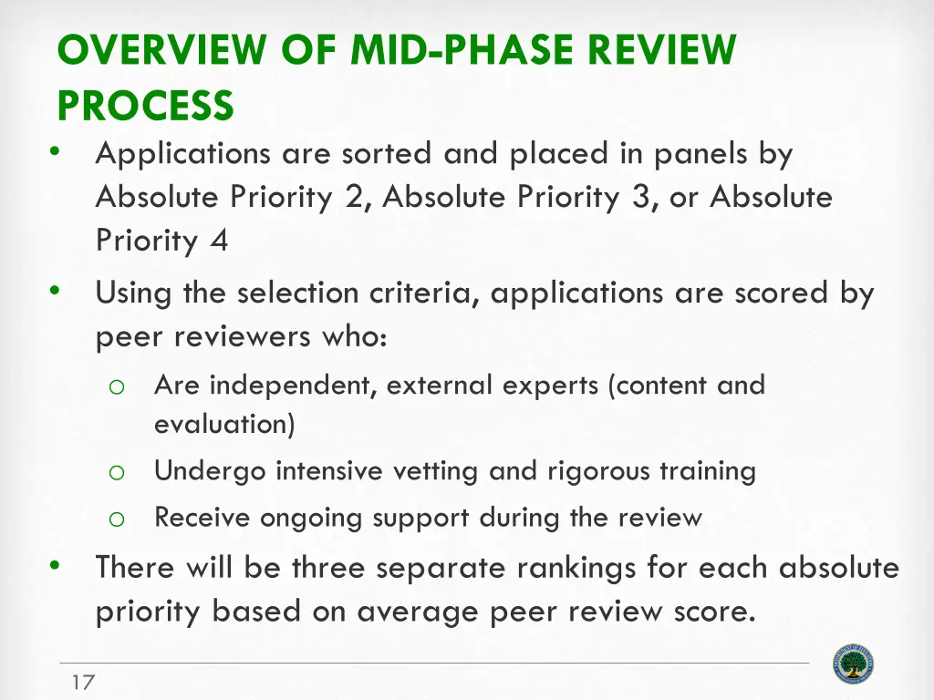 overview of mid phase review process applications