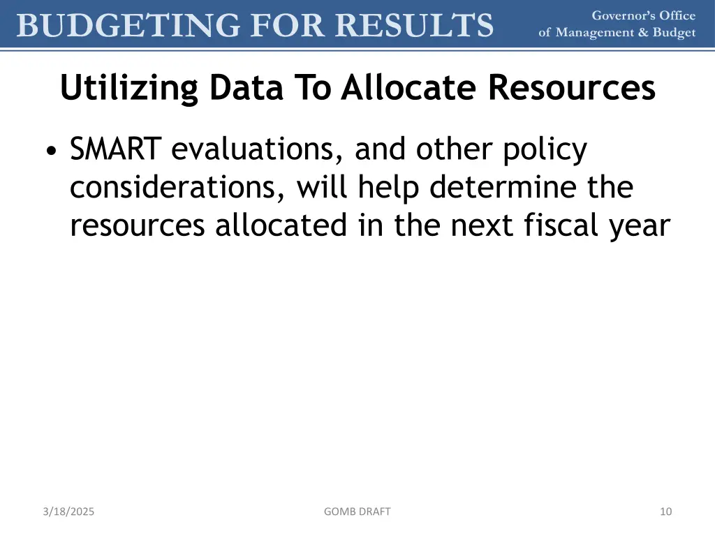 budgeting for results 10
