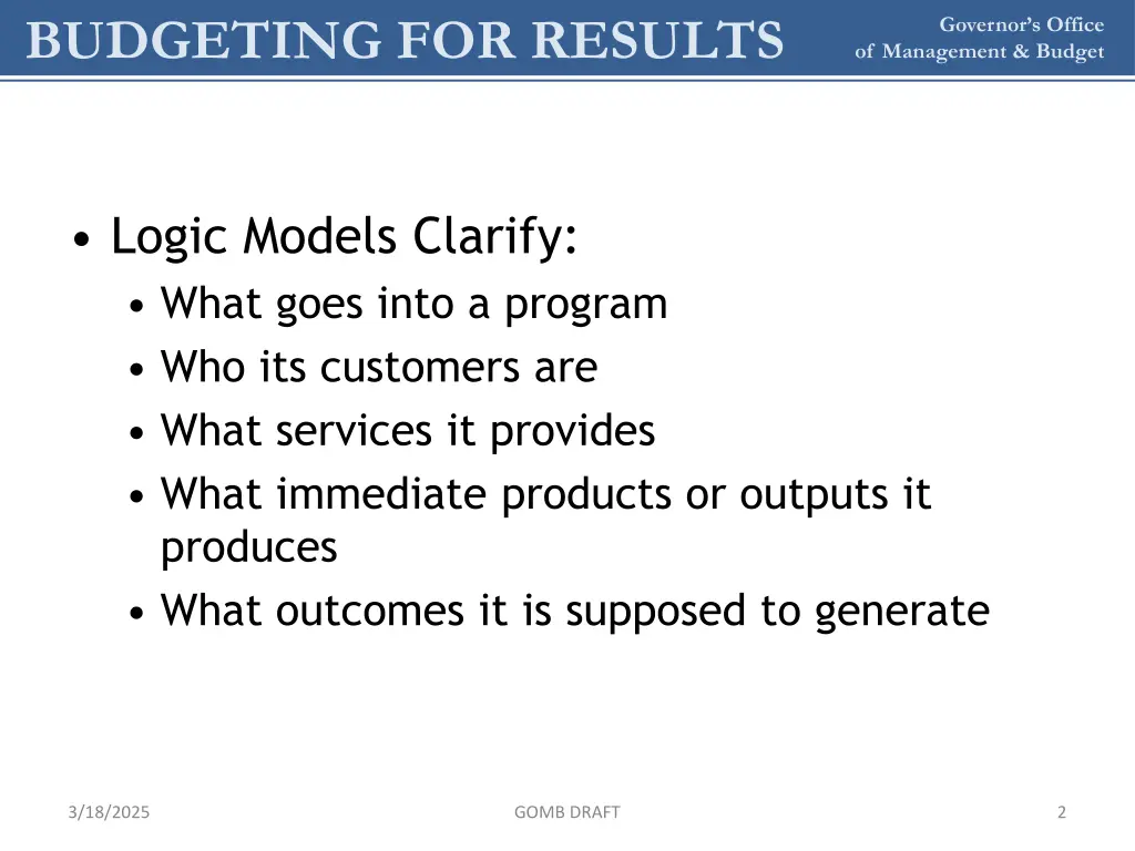 budgeting for results 2