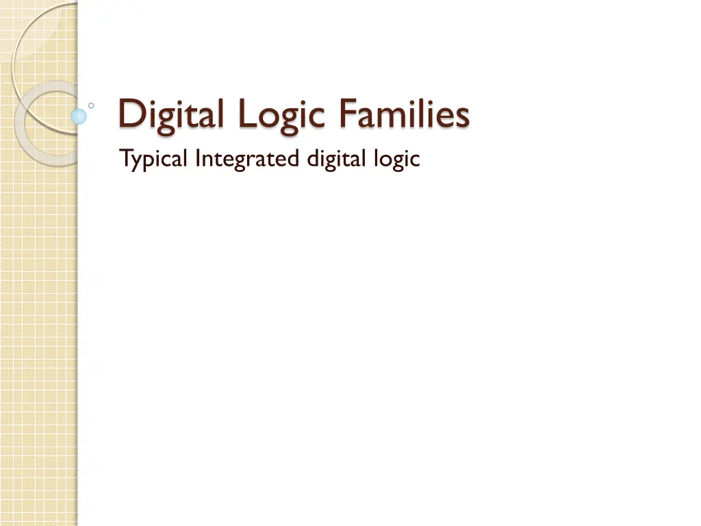 digital logic families typical integrated digital