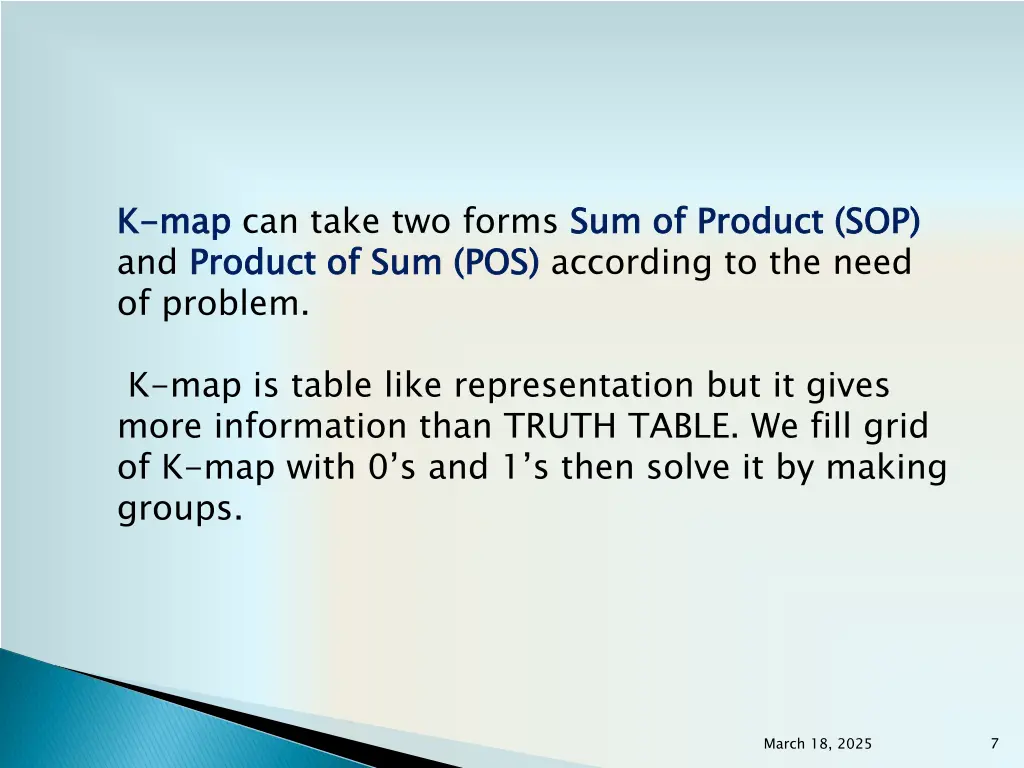 k k map and product of sum pos of problem