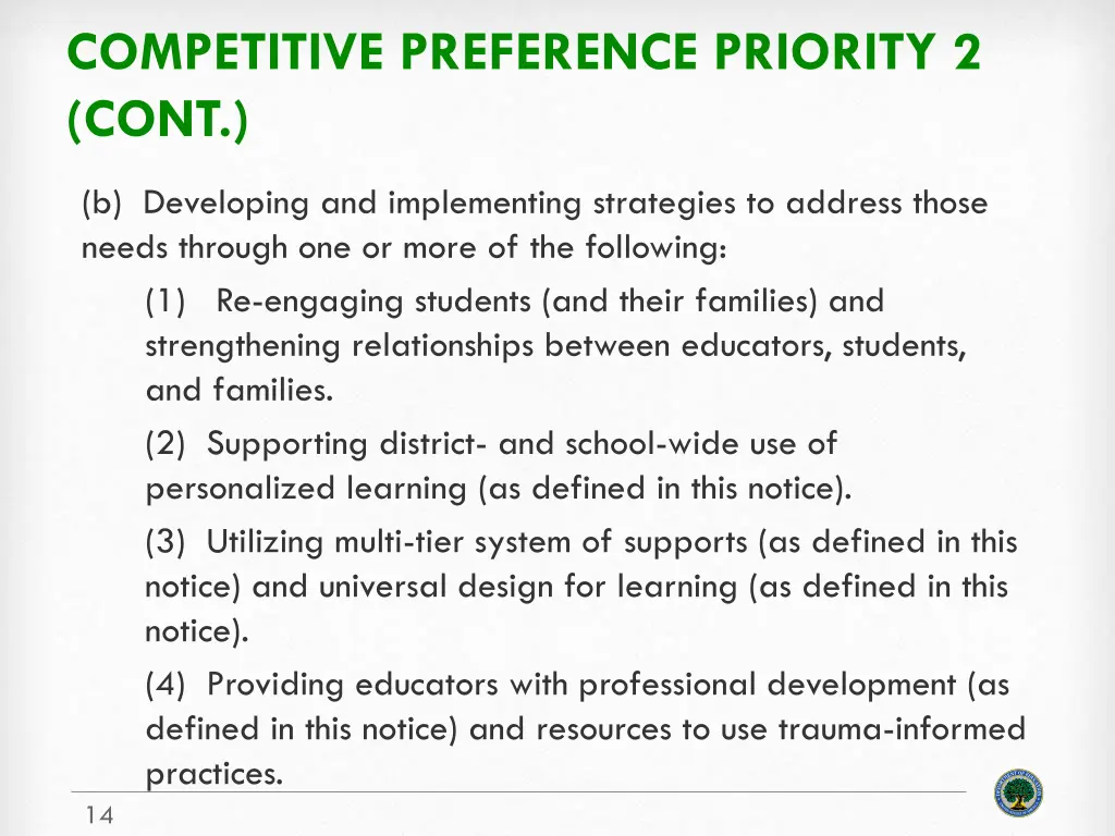 competitive preference priority 2 cont