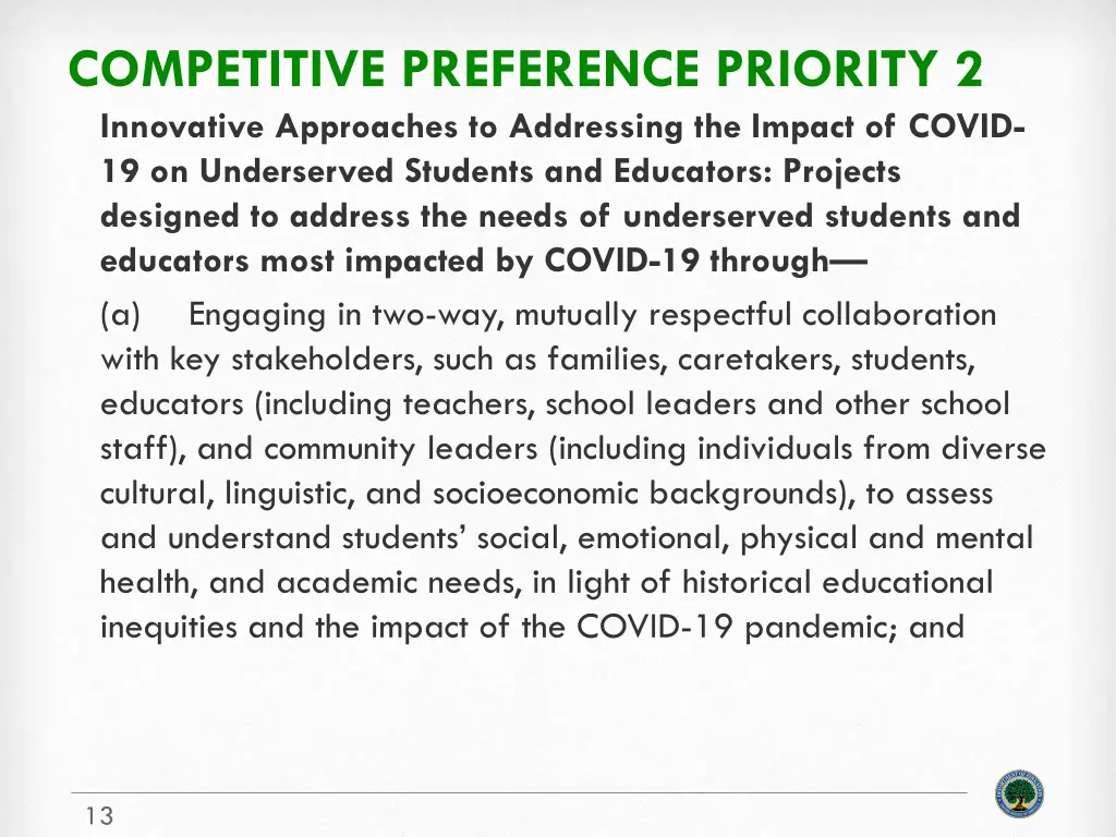 competitive preference priority 2 innovative