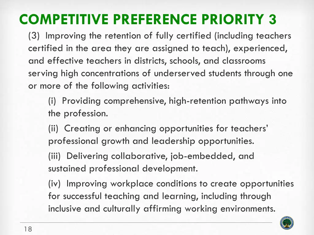 competitive preference priority 3 3 improving