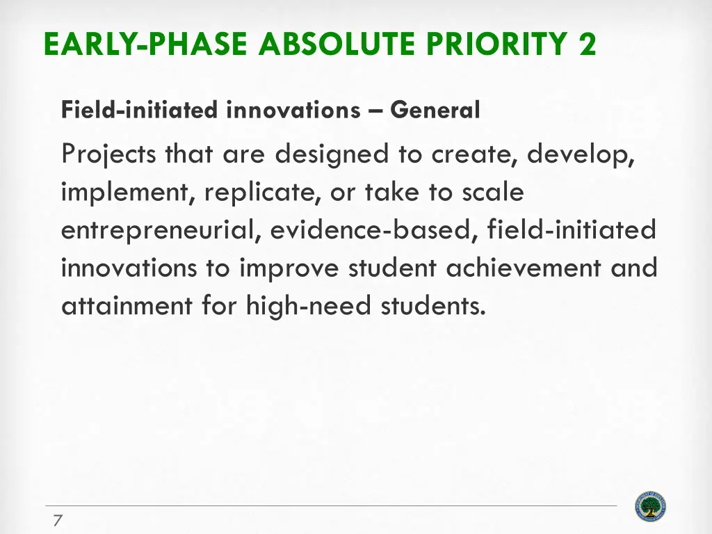 early phase absolute priority 2