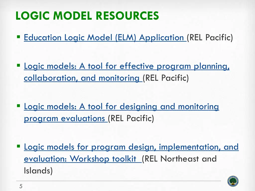 logic model resources