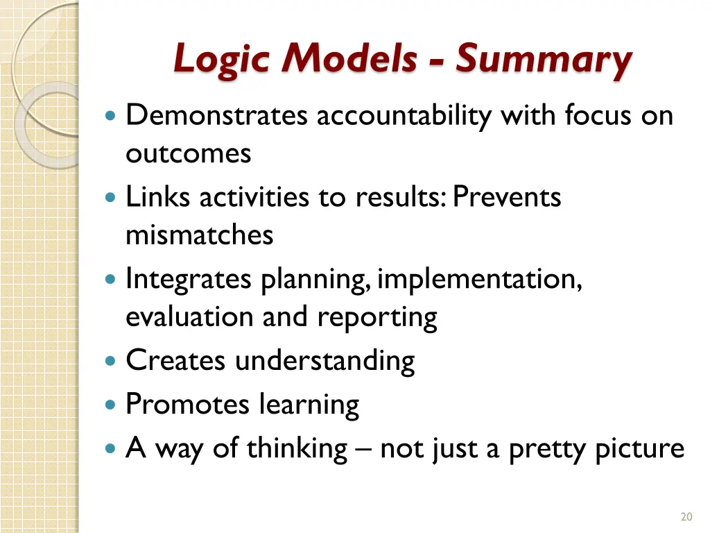 logic models summary