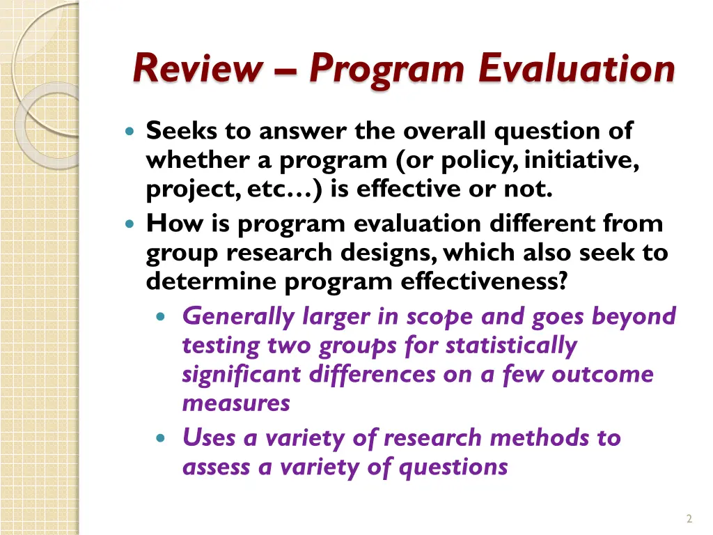 review program evaluation