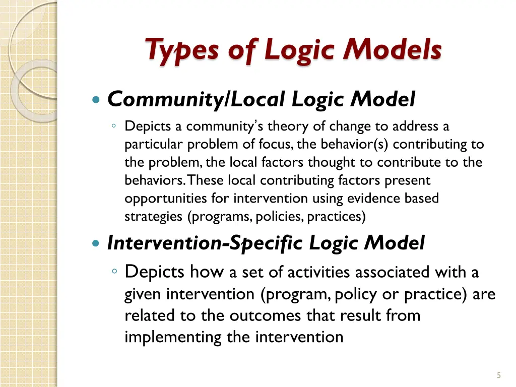 types of logic models