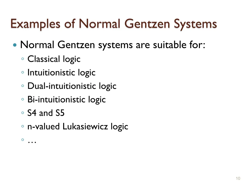 examples of normal gentzen systems