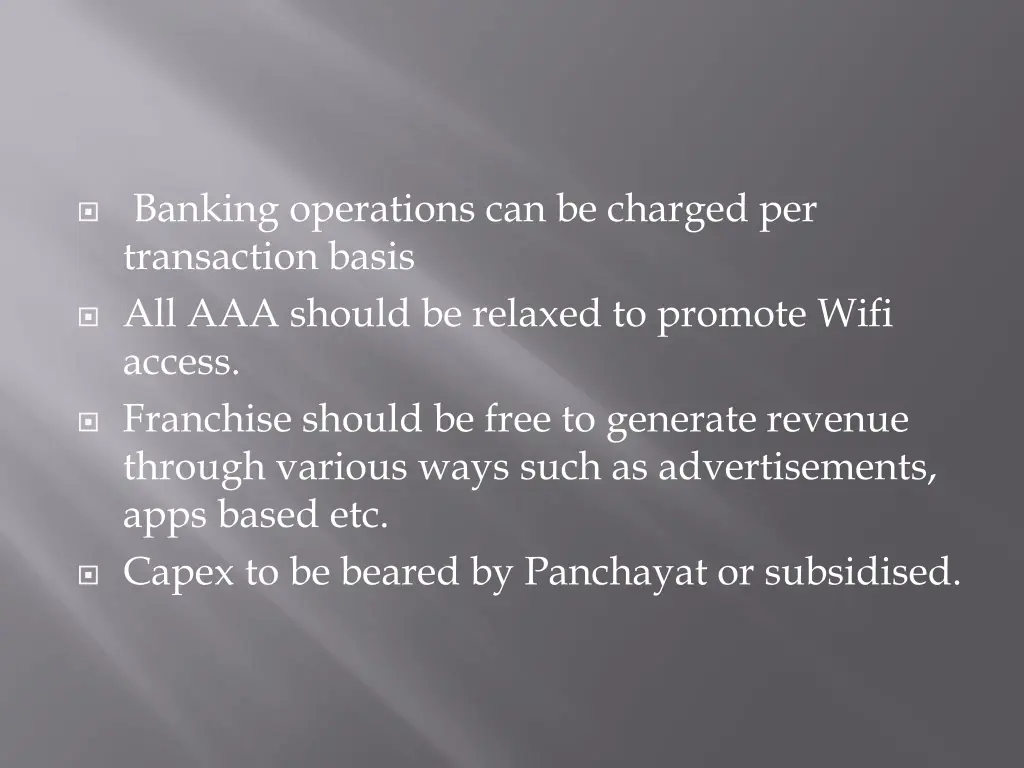 banking operations can be charged per transaction