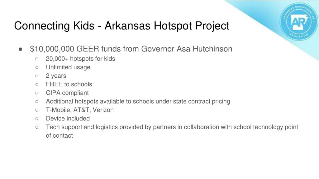 connecting kids arkansas hotspot project